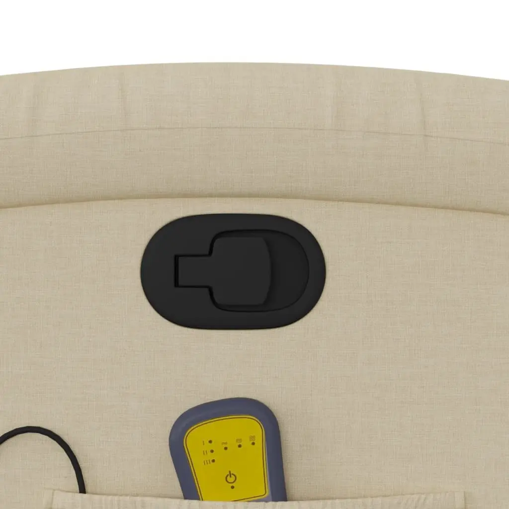 Manual Recline Massage Chair Cream Fabric Vibration Armchair Adjustable Backrest and Footrest