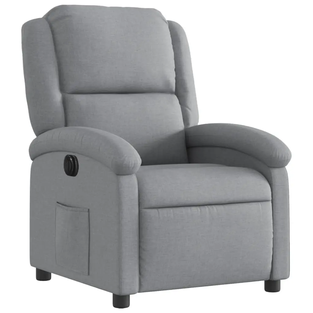 Electric Recliner Chair Light Grey Fabric Armchair with Footrest Adjustment