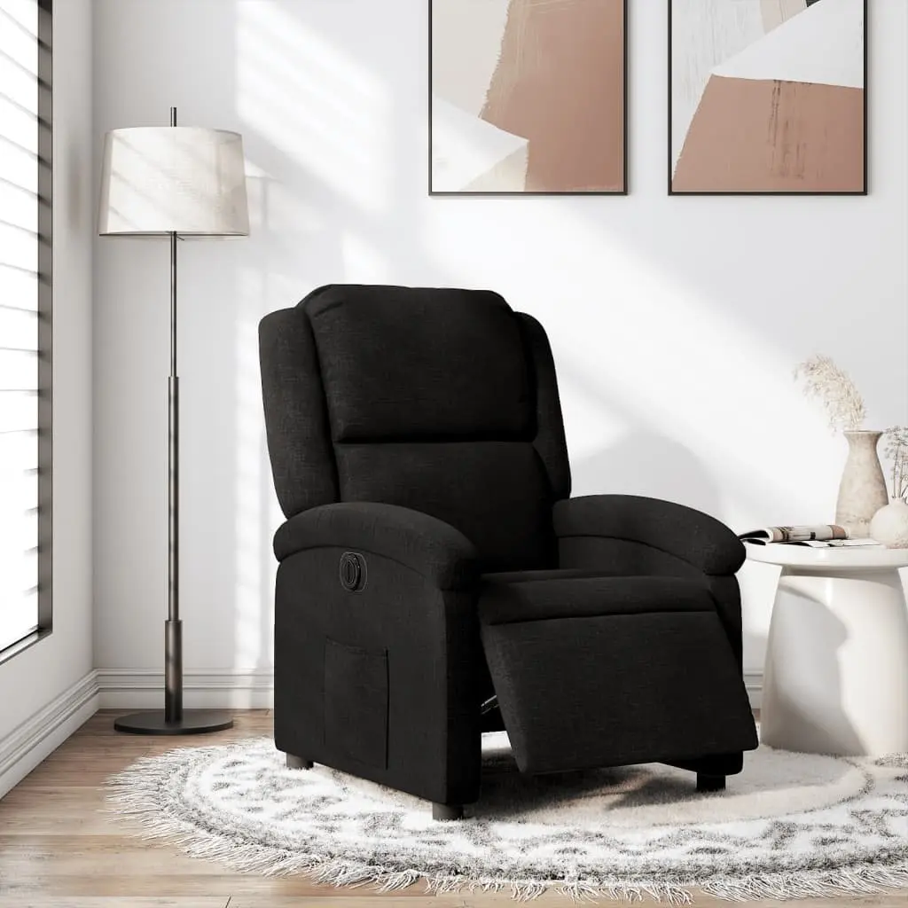 Recliner Armchair Electric Motorized Adjustable Footrest Black Fabric