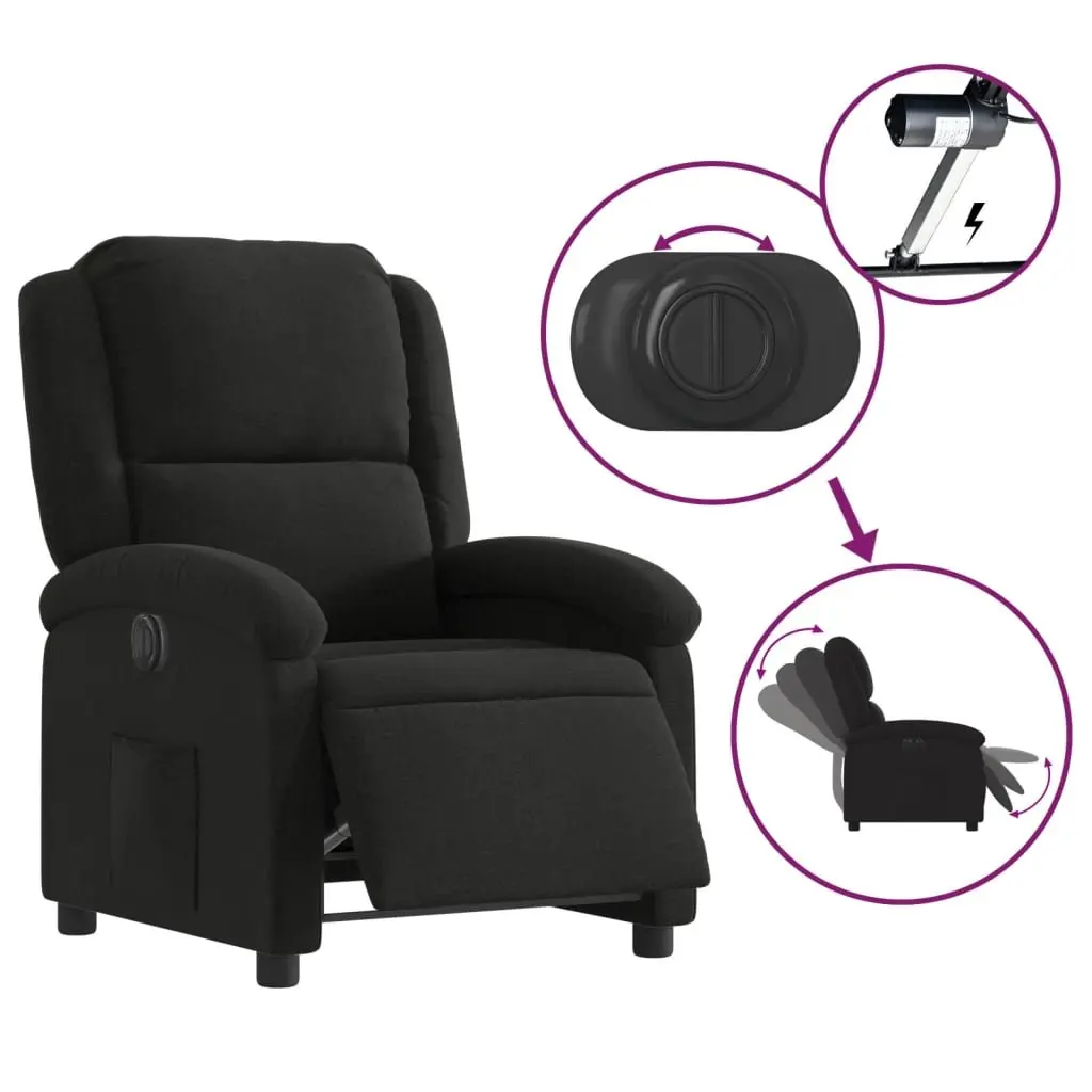 Recliner Armchair Electric Motorized Adjustable Footrest Black Fabric