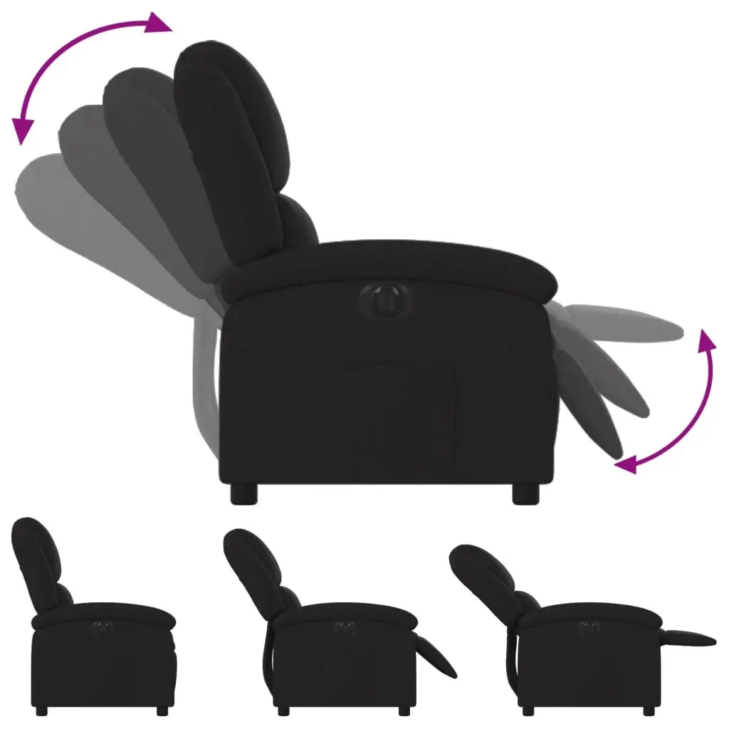 Recliner Armchair Electric Motorized Adjustable Footrest Black Fabric