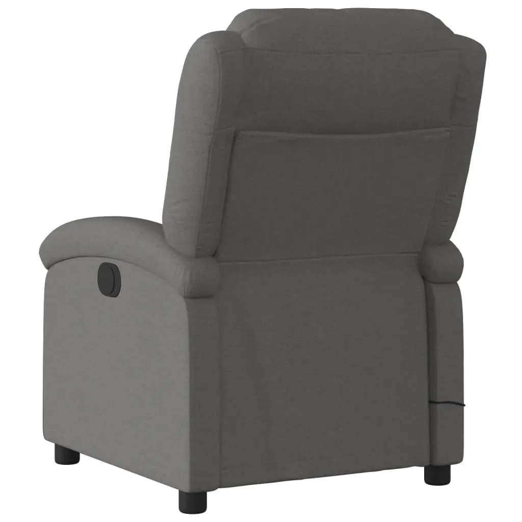 Electric Massage Recliner Chair Grey Fabric Adjustable Footrest