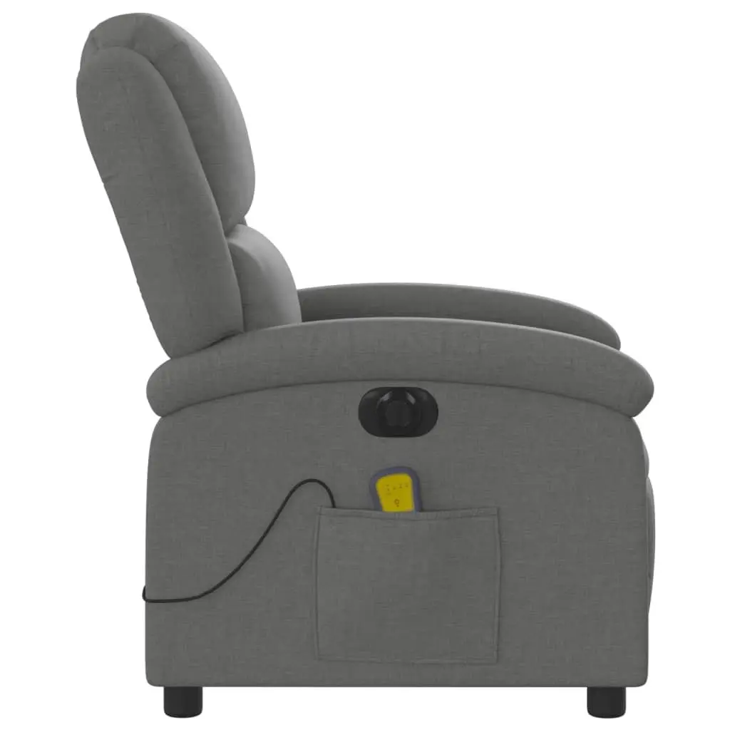 Electric Massage Recliner Chair Grey Fabric Adjustable Footrest