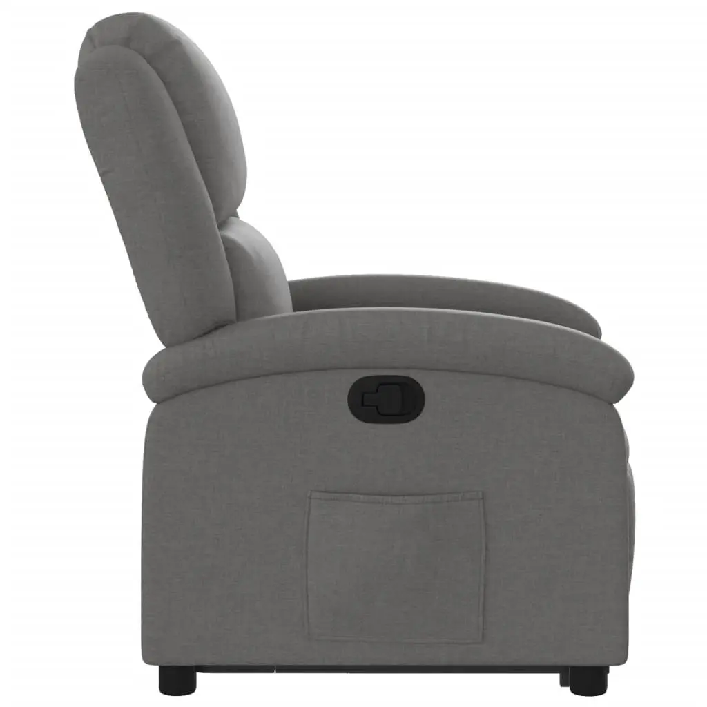 Stand Up Recliner Chair Dark Grey Fabric Power Lift Electric Motor Manual