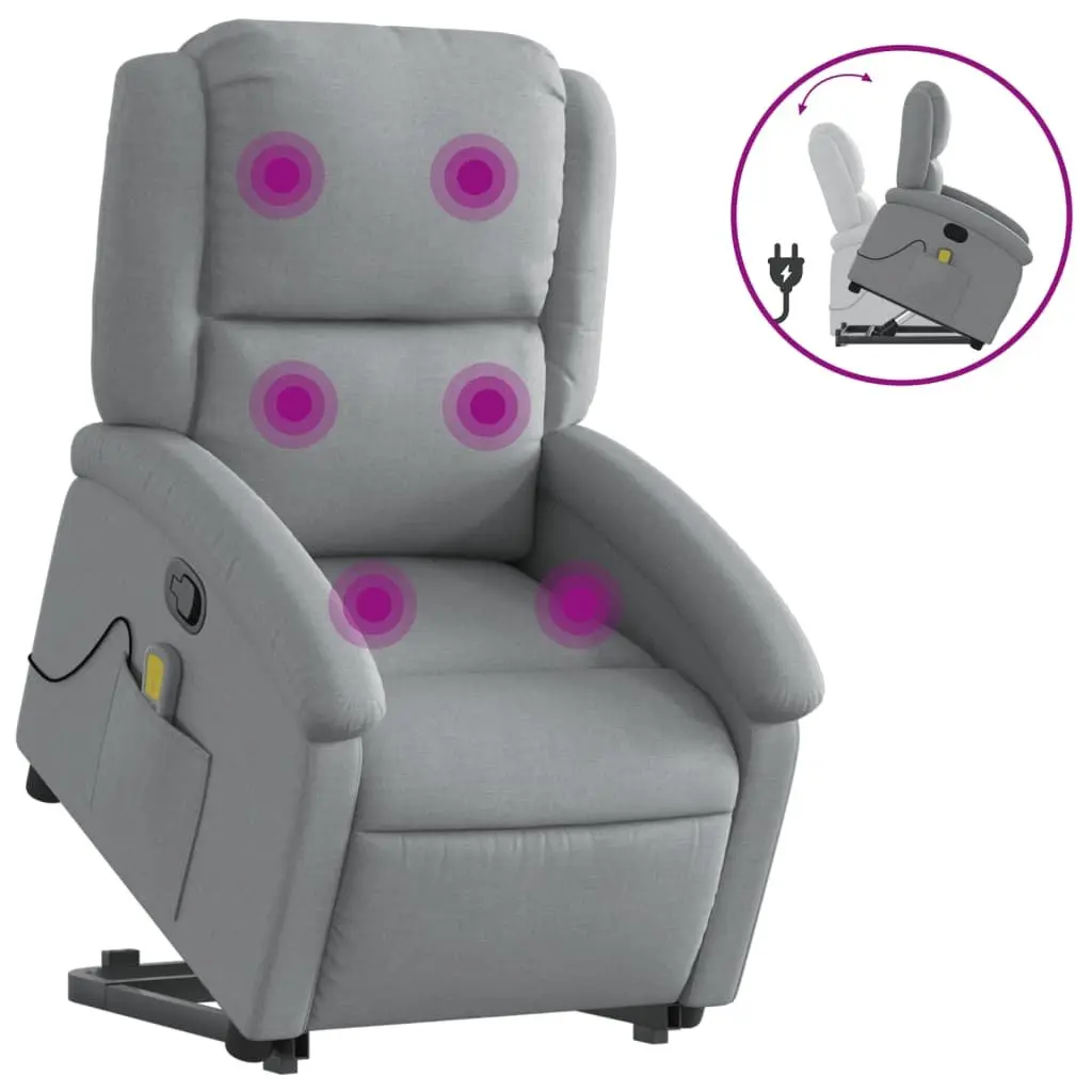 Electric Massage Recliner Chair Power Lift Grey Fabric