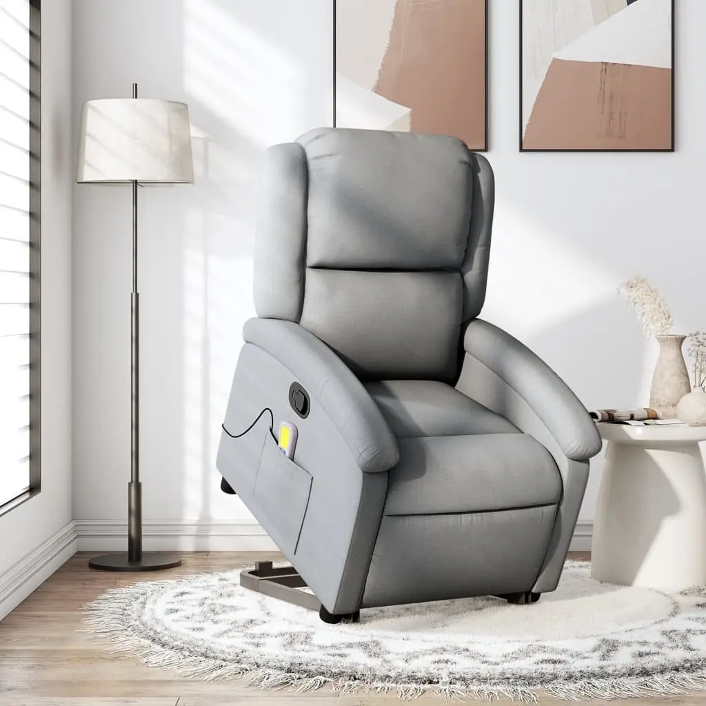 Electric Massage Recliner Chair Power Lift Grey Fabric