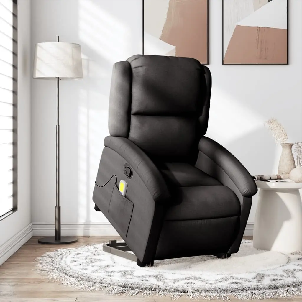 Electric Massage Recliner Chair Power Lift Function Manual Recline 135 Degrees Black Fabric