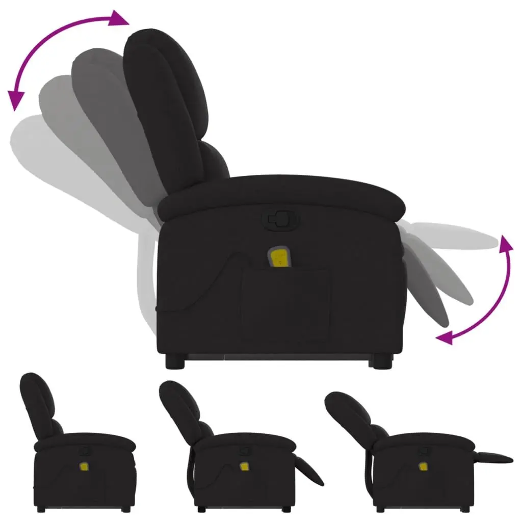 Electric Massage Recliner Chair Power Lift Function Manual Recline 135 Degrees Black Fabric
