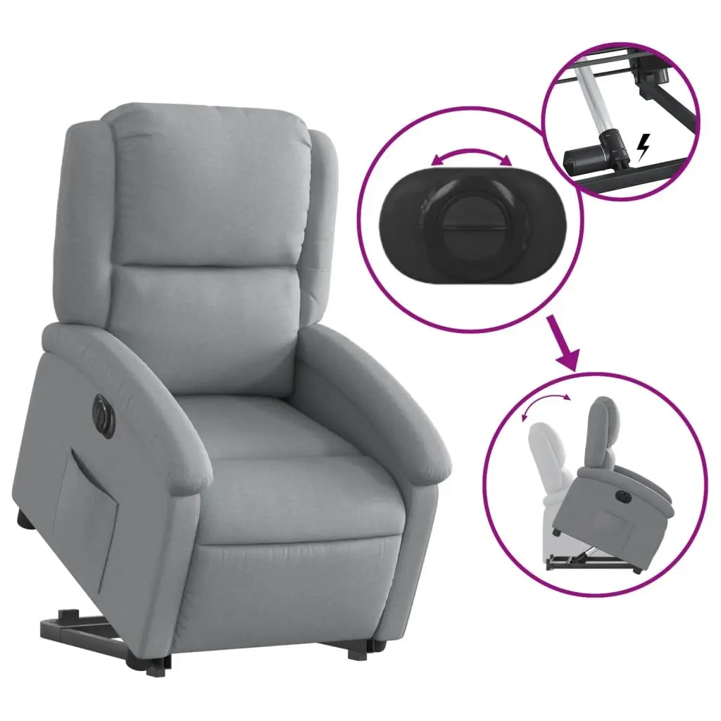 Electric Stand Up Recliner Chair Power Lift Recline Light Grey Fabric