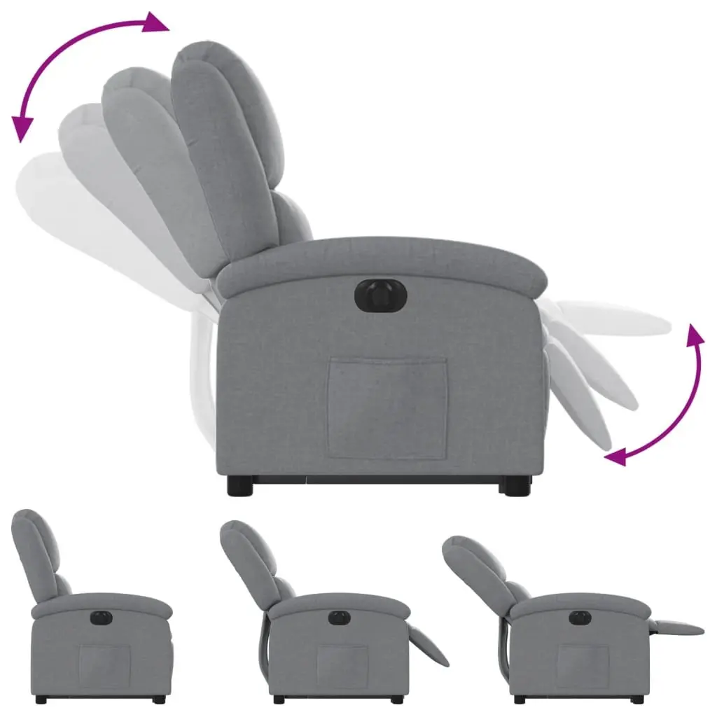 Electric Stand Up Recliner Chair Power Lift Recline Light Grey Fabric