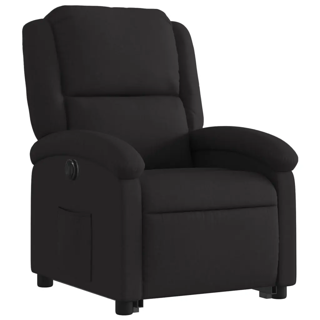 Electric Stand Up Recliner Chair Black Fabric Lift Armchair for Elderly