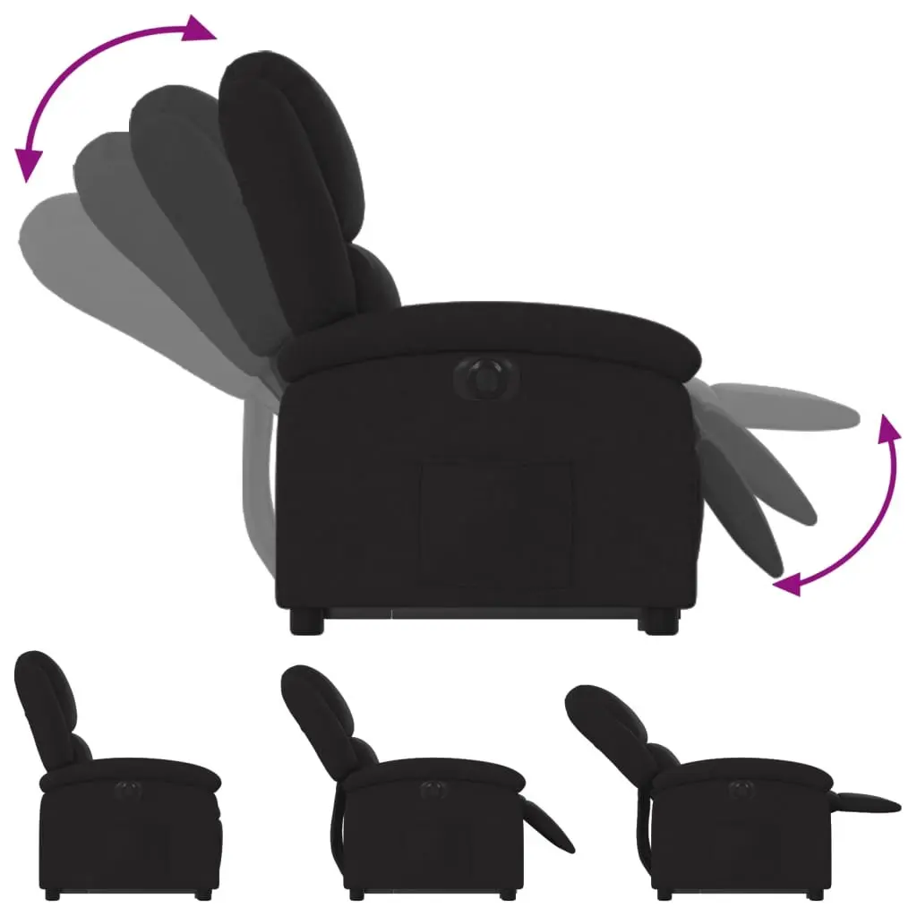 Electric Stand Up Recliner Chair Black Fabric Lift Armchair for Elderly
