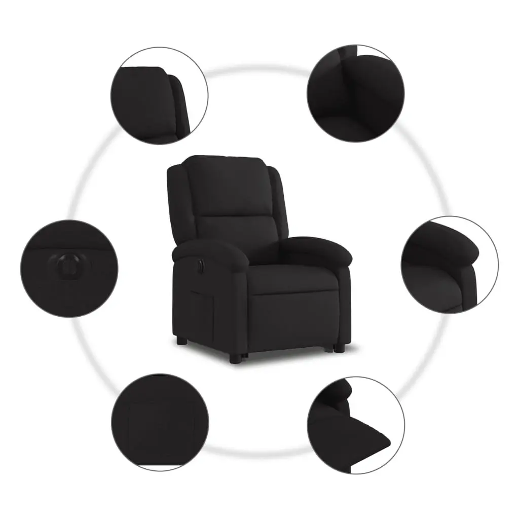 Electric Stand Up Recliner Chair Black Fabric Lift Armchair for Elderly