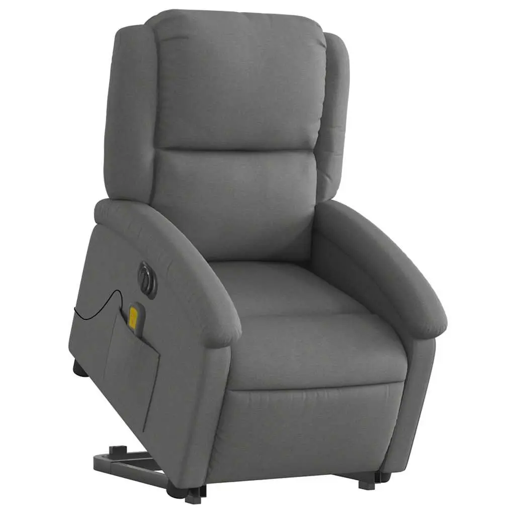 Electric Stand Up Massage Recliner Chair Grey Fabric Lift Recline Armchair
