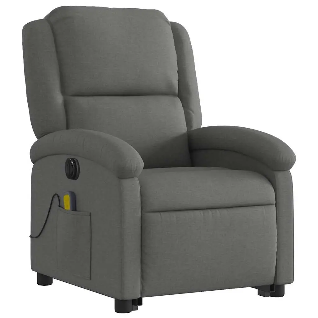 Electric Stand Up Massage Recliner Chair Grey Fabric Lift Recline Armchair