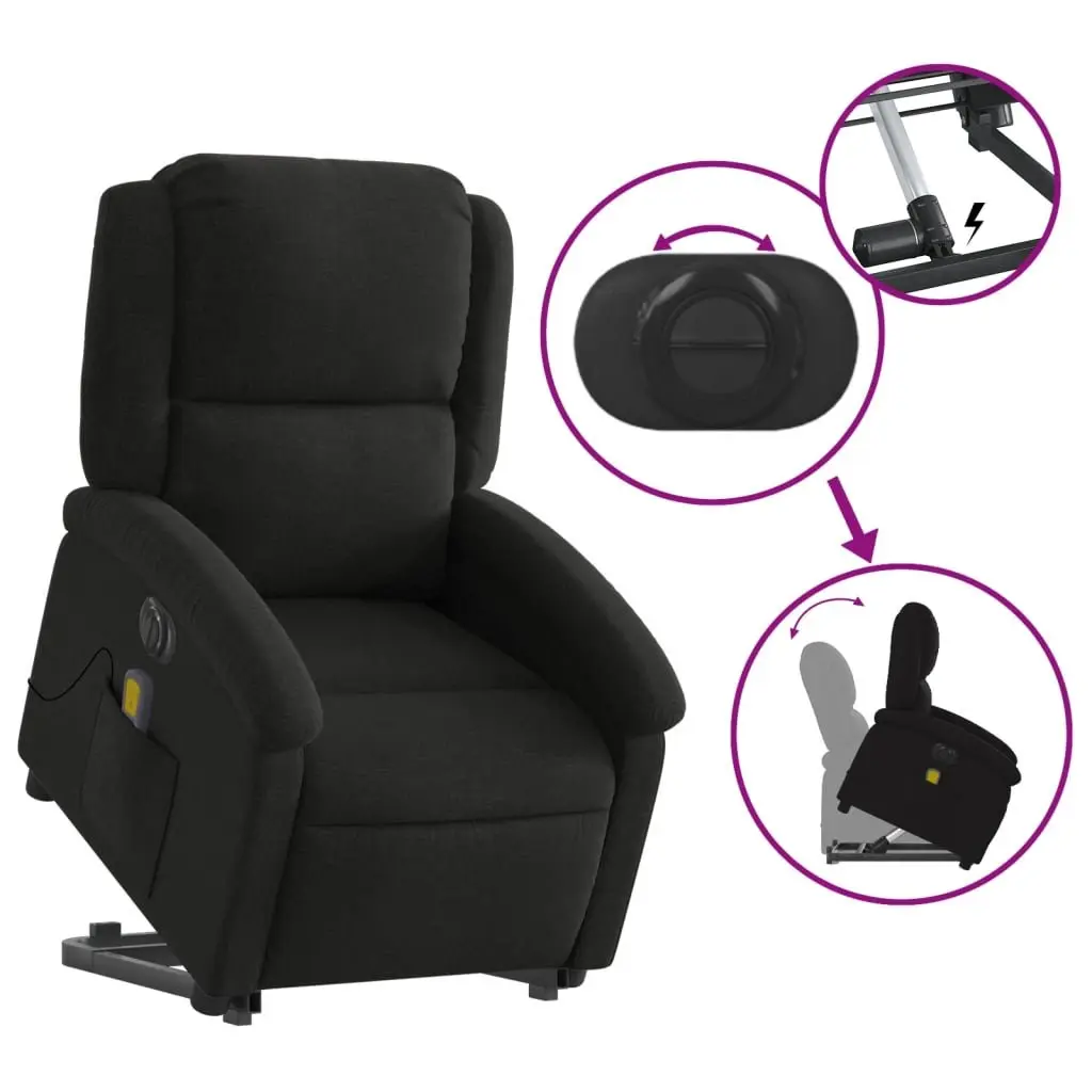 Electric Massage Recliner Chair Power Lift Electric Recline 135 Degrees Black Fabric