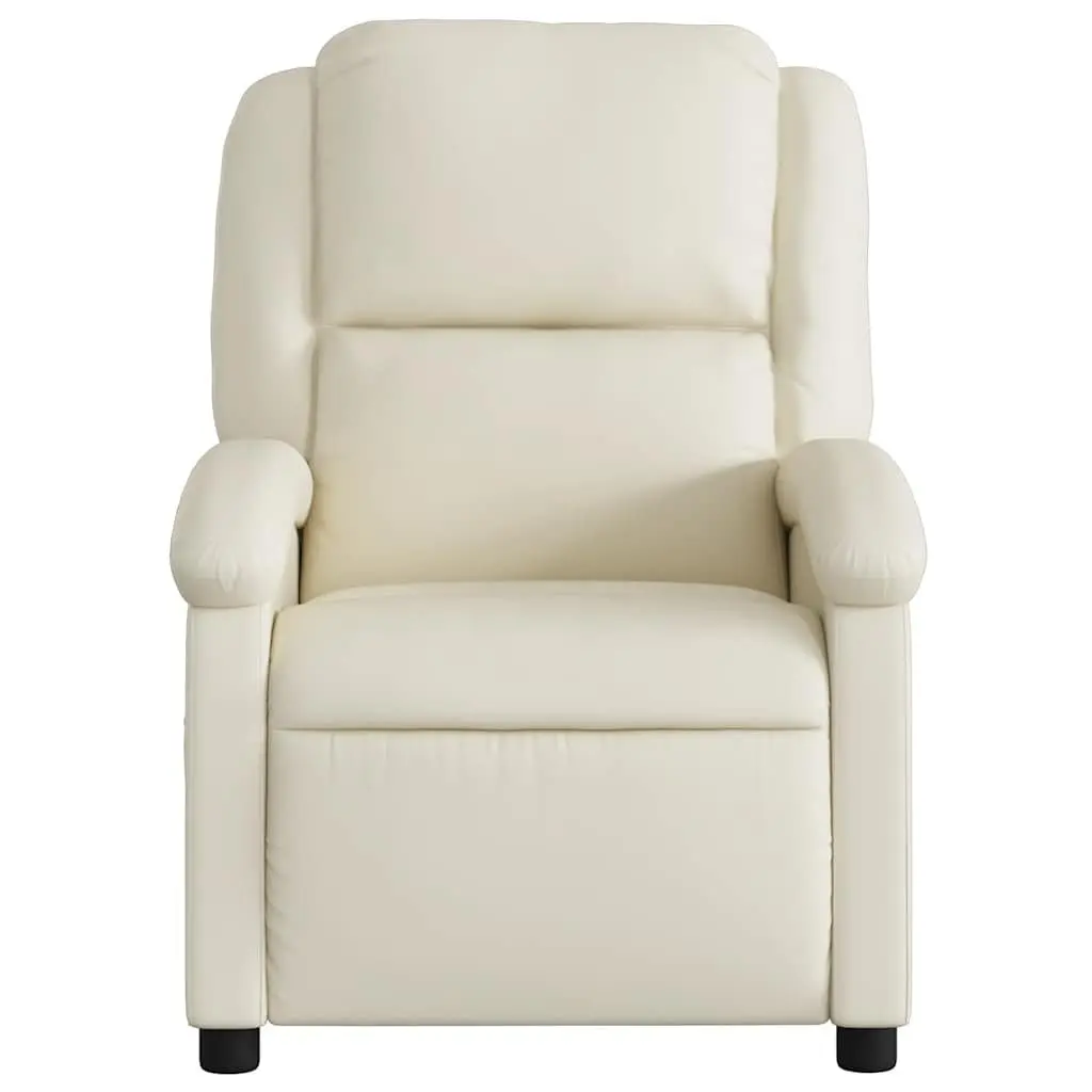 Recliner Massage Chair Faux Leather Manual Cream Vibration Adjustable Armchair