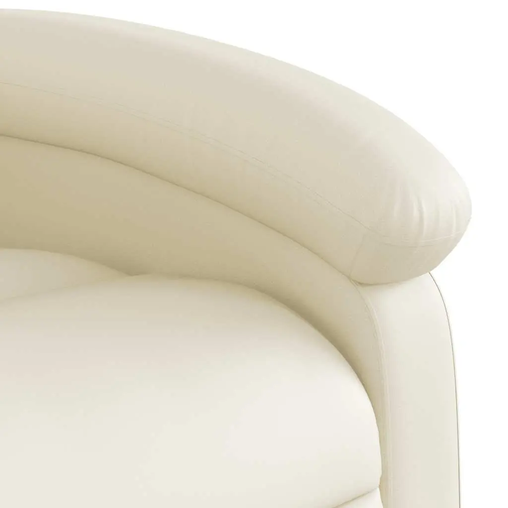 Recliner Massage Chair Faux Leather Manual Cream Vibration Adjustable Armchair