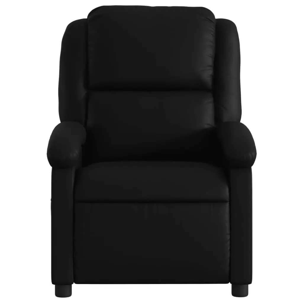 Electric Recliner Armchair Black Faux Leather Remote Control Footrest Adjustable