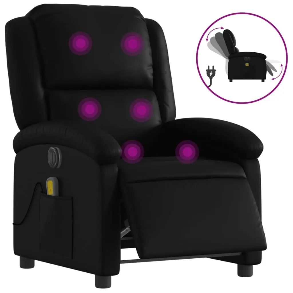 Electric Massage Recliner Chair Vibration Massage 135 Degrees Black Faux Leather