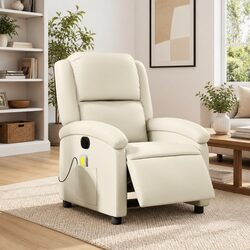 Comfortable and Reliable Cream Massage Recliner Chair