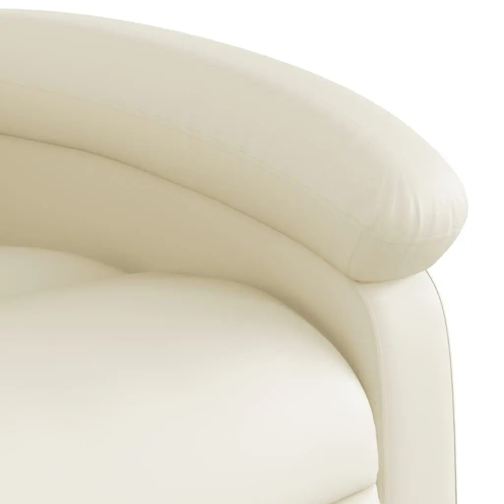 Electric Massage Recliner Chair Cream Faux Leather Adjustable Footrest