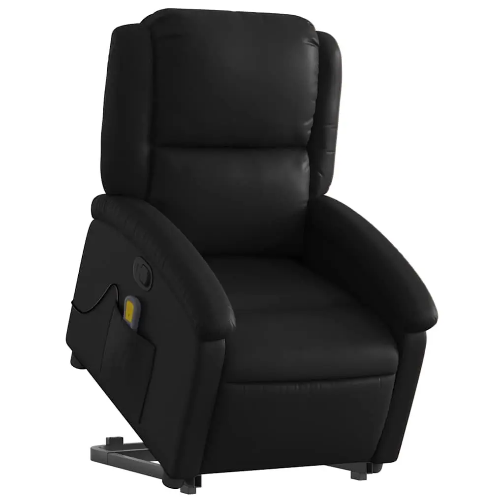 Electric Massage Chair Stand Up Recliner Faux Leather Black 135 Degrees Vibration