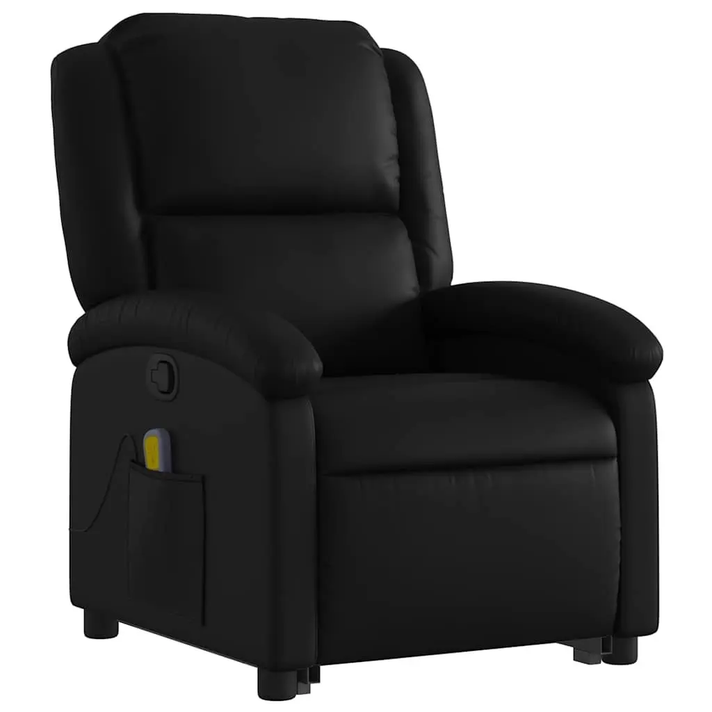 Electric Massage Chair Stand Up Recliner Faux Leather Black 135 Degrees Vibration