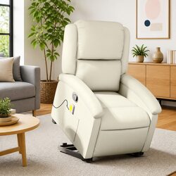 Warm and Reassuring Cream Faux Leather Recliner Chair