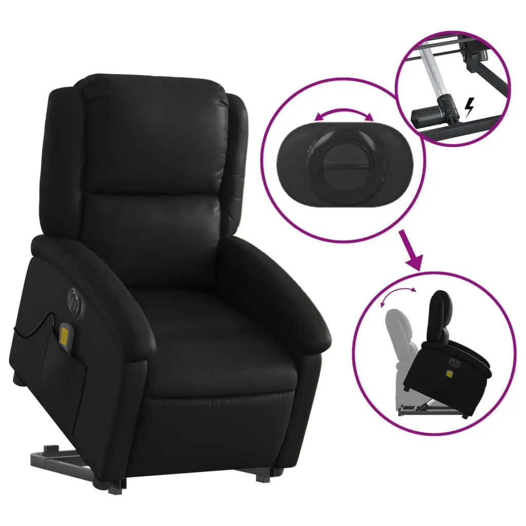 Electric Massage Chair Power Lift Recliner 135 Degrees Black Faux Leather