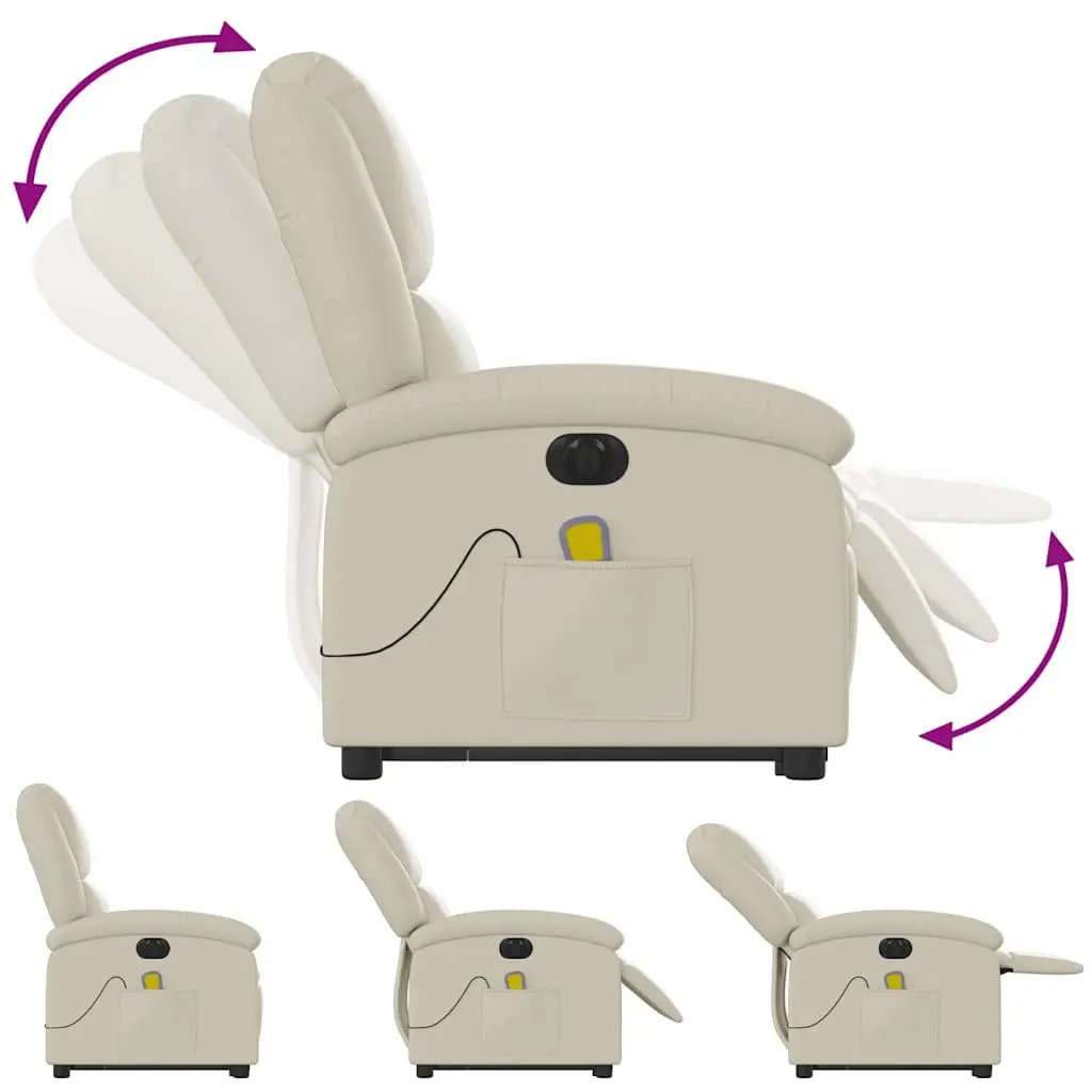 Electric Massage Recliner Chair Power Lift Adjustable Backrest Footrest Cream Faux Leather