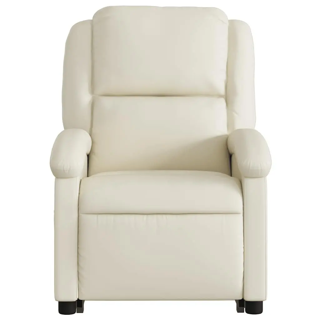 Electric Massage Recliner Chair Power Lift Adjustable Backrest Footrest Cream Faux Leather