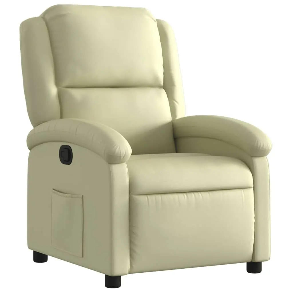 Recliner Chair Manual Recline Cream Leather Armchair Home Lounge Furniture
