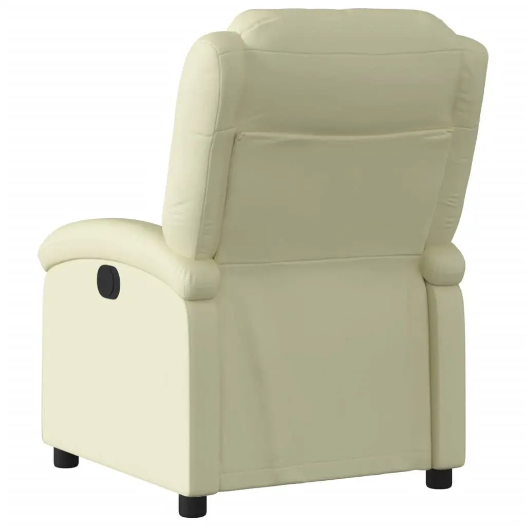 Recliner Chair Manual Recline Cream Leather Armchair Home Lounge Furniture