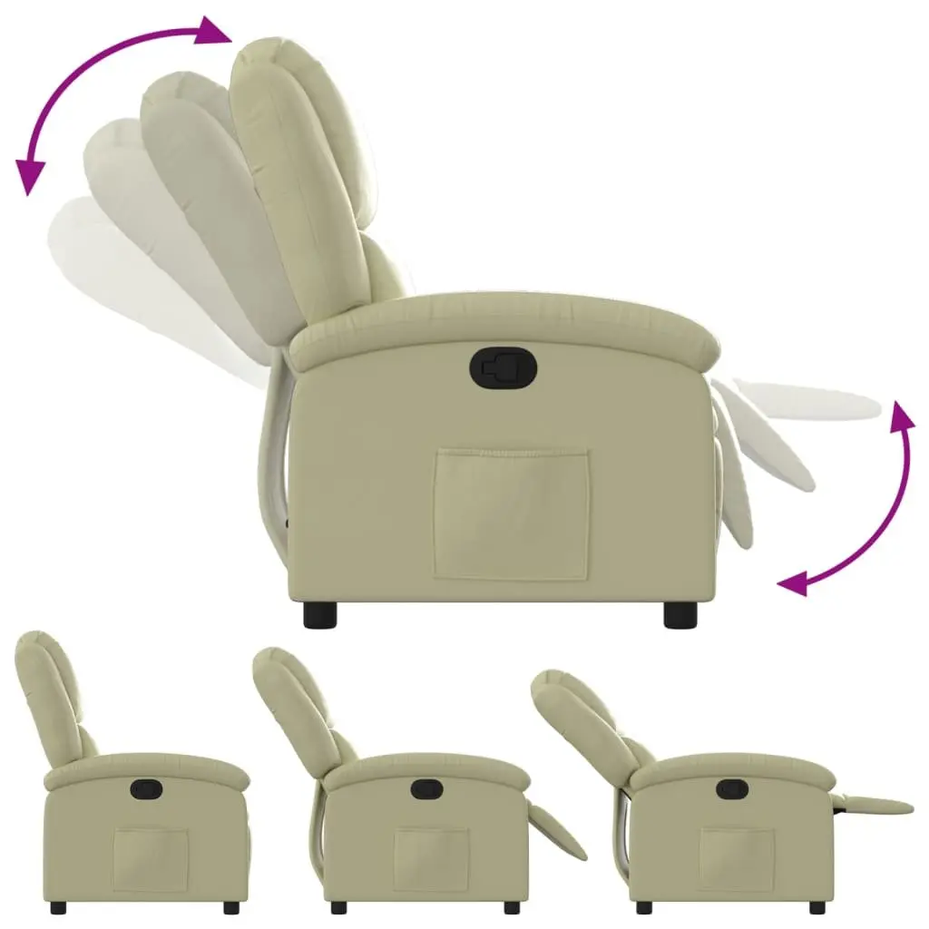 Recliner Chair Manual Recline Cream Leather Armchair Home Lounge Furniture