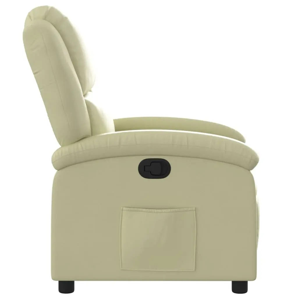 Recliner Chair Manual Recline Cream Leather Armchair Home Lounge Furniture