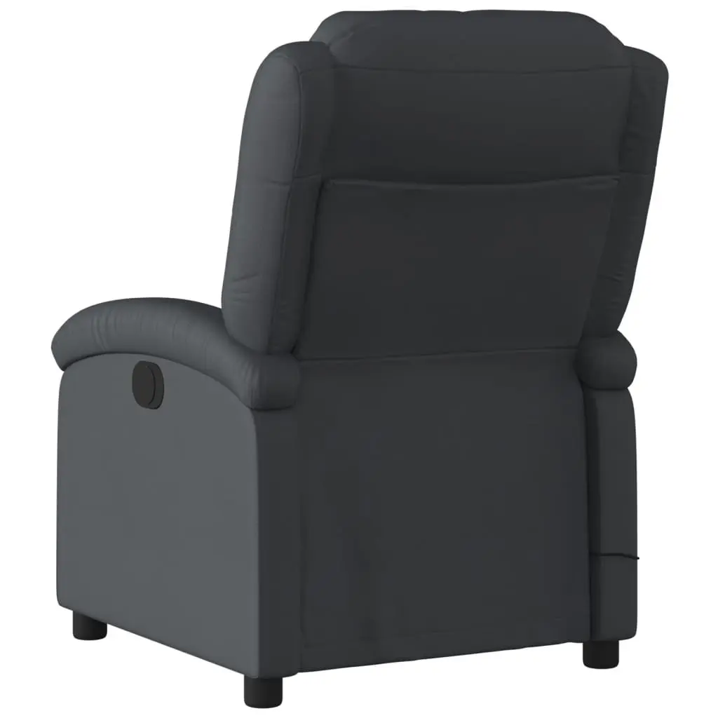 Massage Recliner Chair Manual Reclining Vibration Massage Black Real Leather