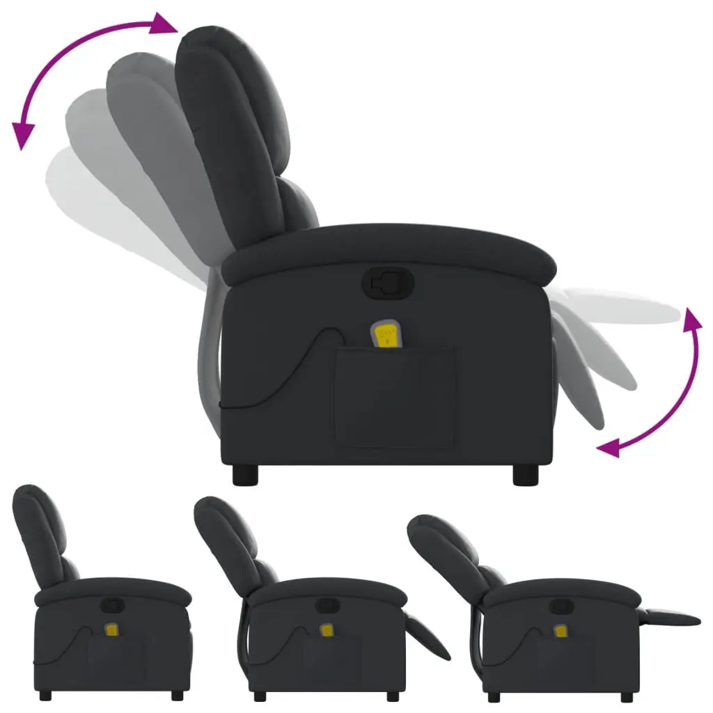 Massage Recliner Chair Manual Reclining Vibration Massage Black Real Leather