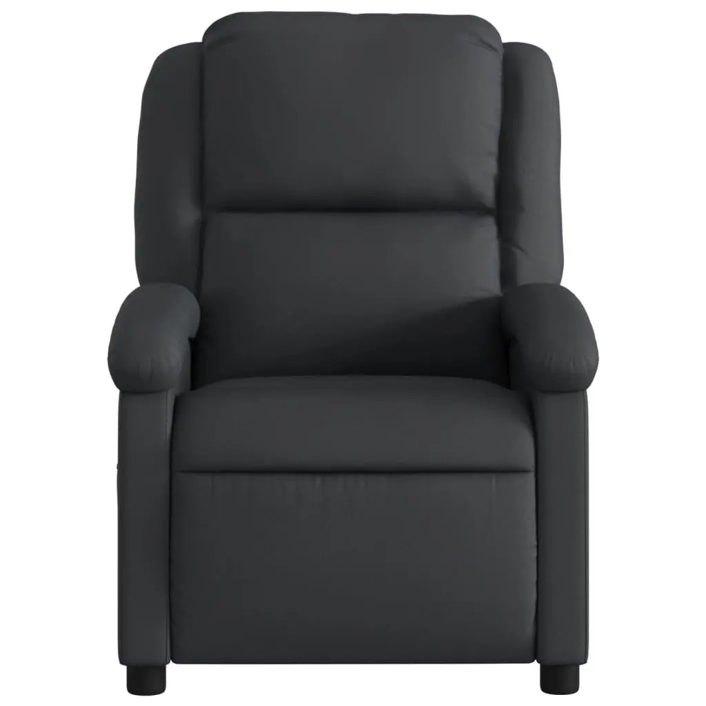 Massage Recliner Chair Manual Reclining Vibration Massage Black Real Leather