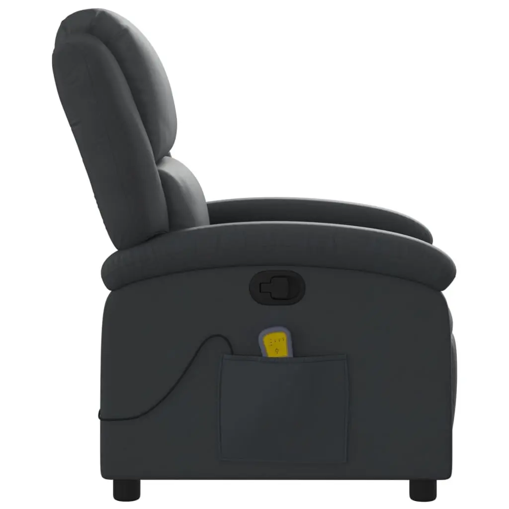 Massage Recliner Chair Manual Reclining Vibration Massage Black Real Leather
