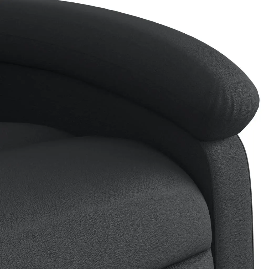 Massage Recliner Chair Manual Reclining Vibration Massage Black Real Leather