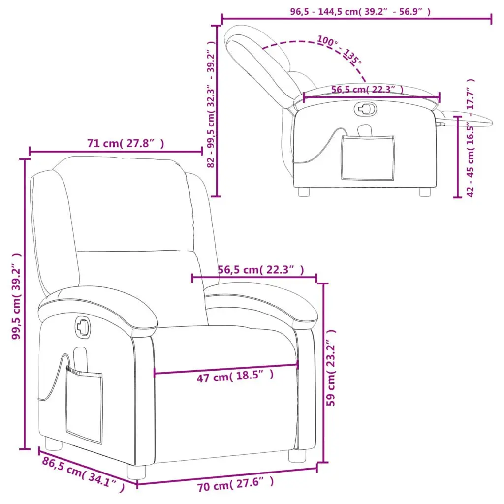 Cream Leather Recliner Chair