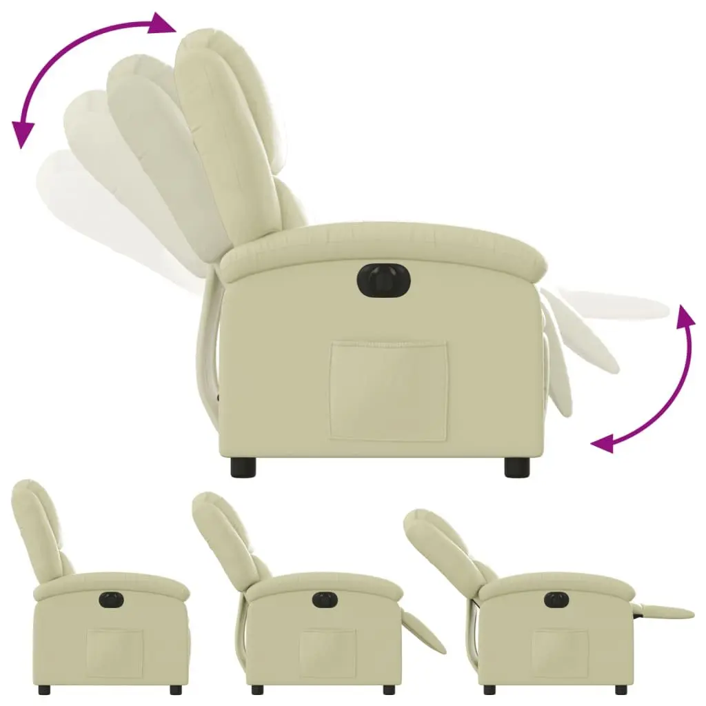Electric Recliner Armchair Adjustable Backrest Footrest Cream Leather