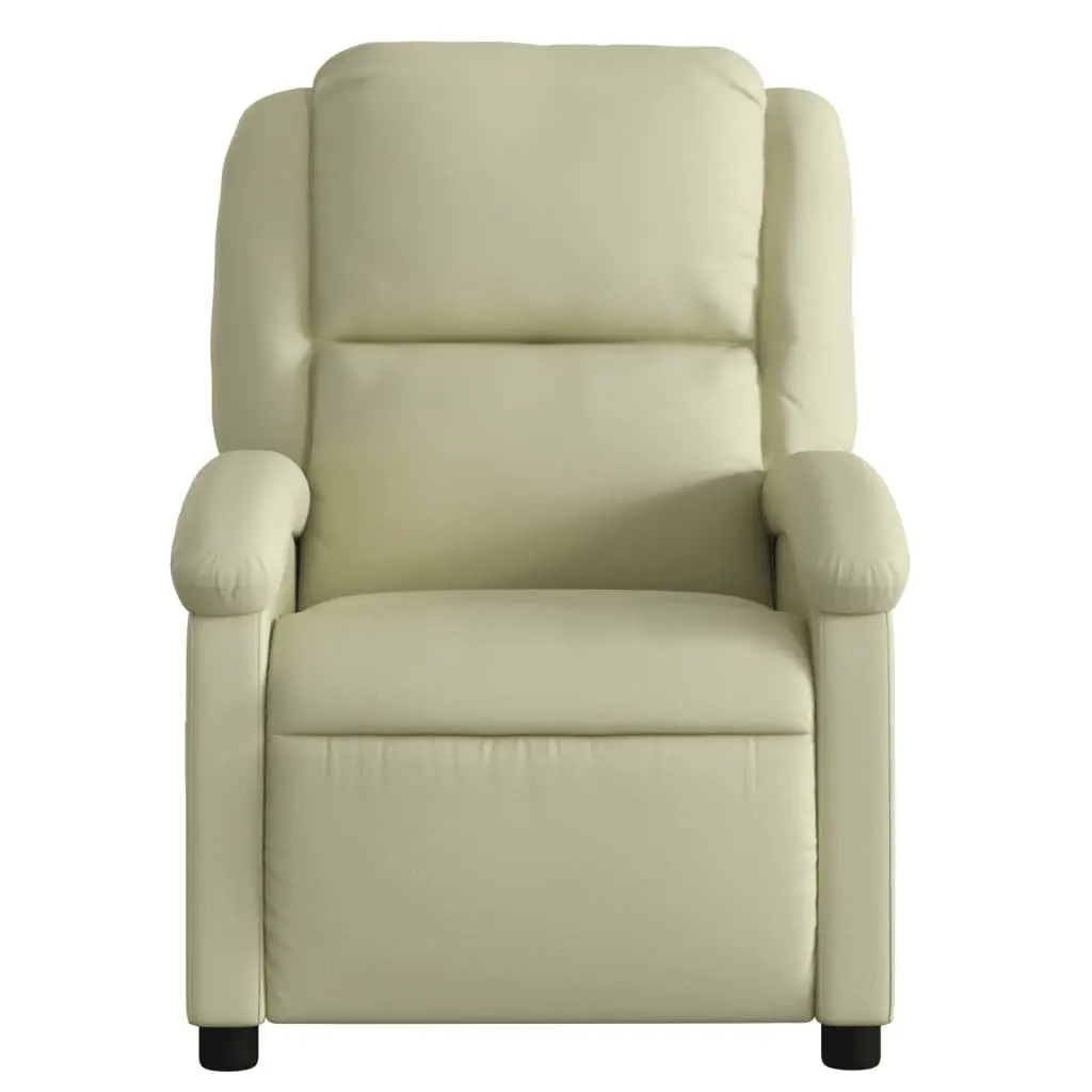 Electric Recliner Armchair Adjustable Backrest Footrest Cream Leather