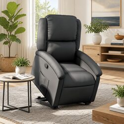 Supportive Black Recliner Chair: Power Lift & Relax