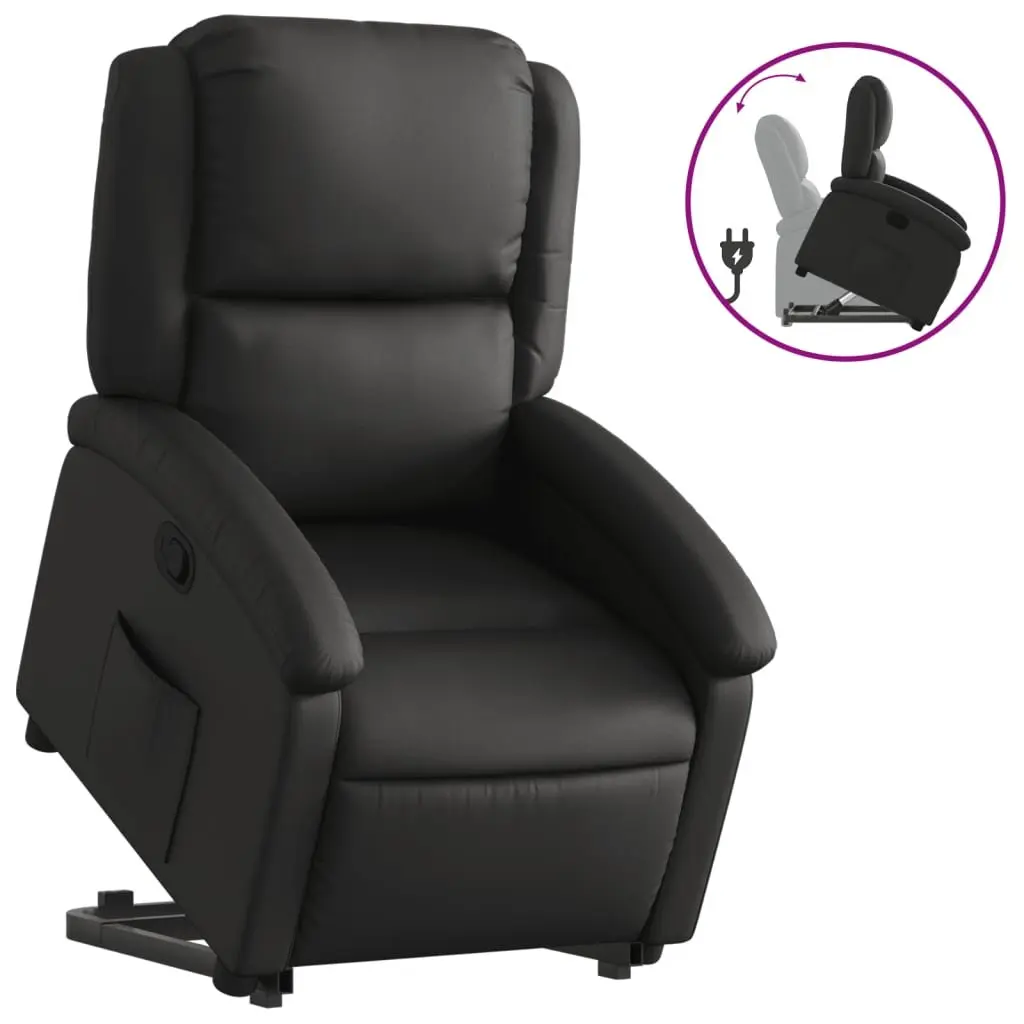 Electric Reclining Chair Power Lift Comfort Black Leather