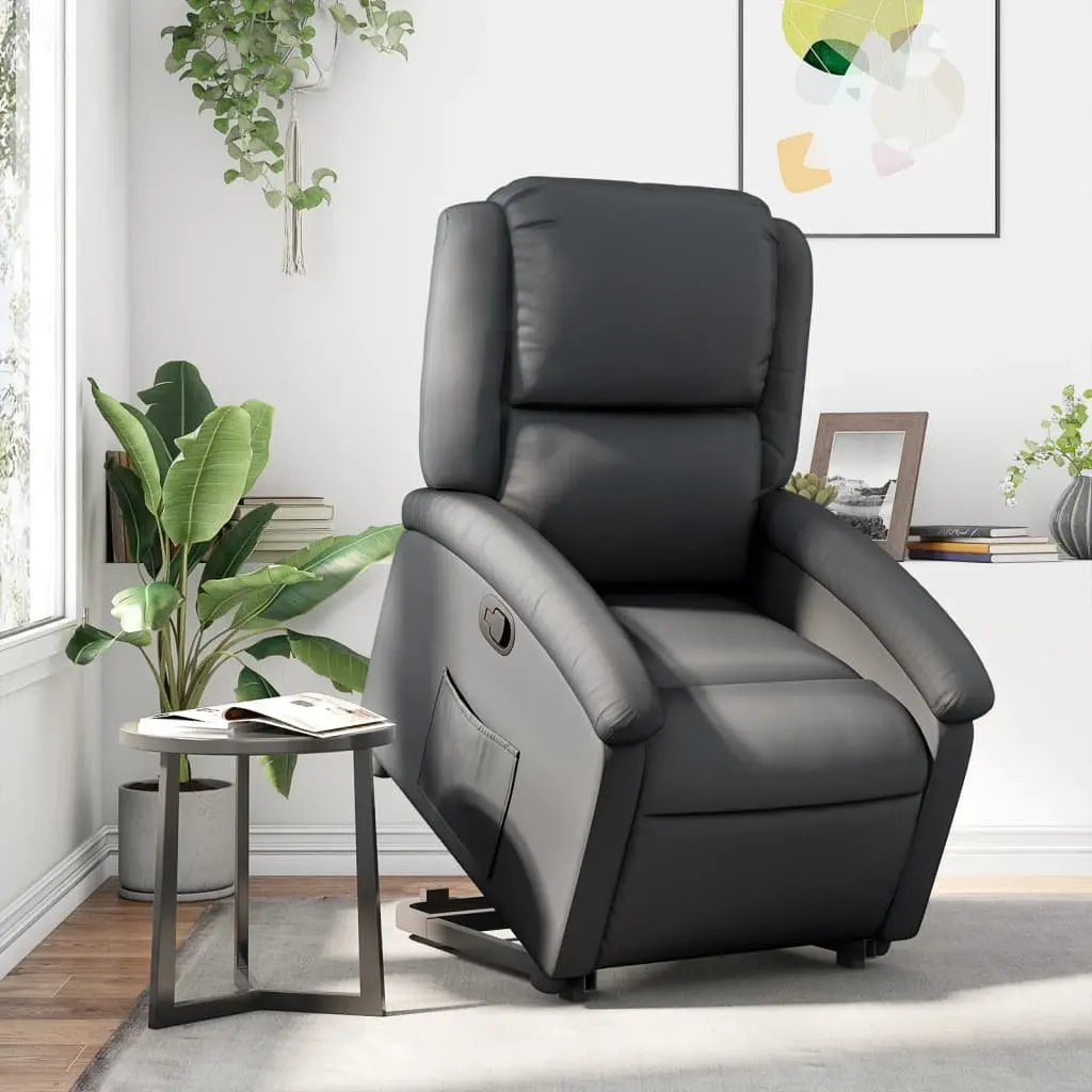 Electric Reclining Chair Power Lift Comfort Black Leather