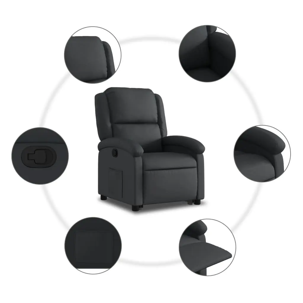Electric Reclining Chair Power Lift Comfort Black Leather