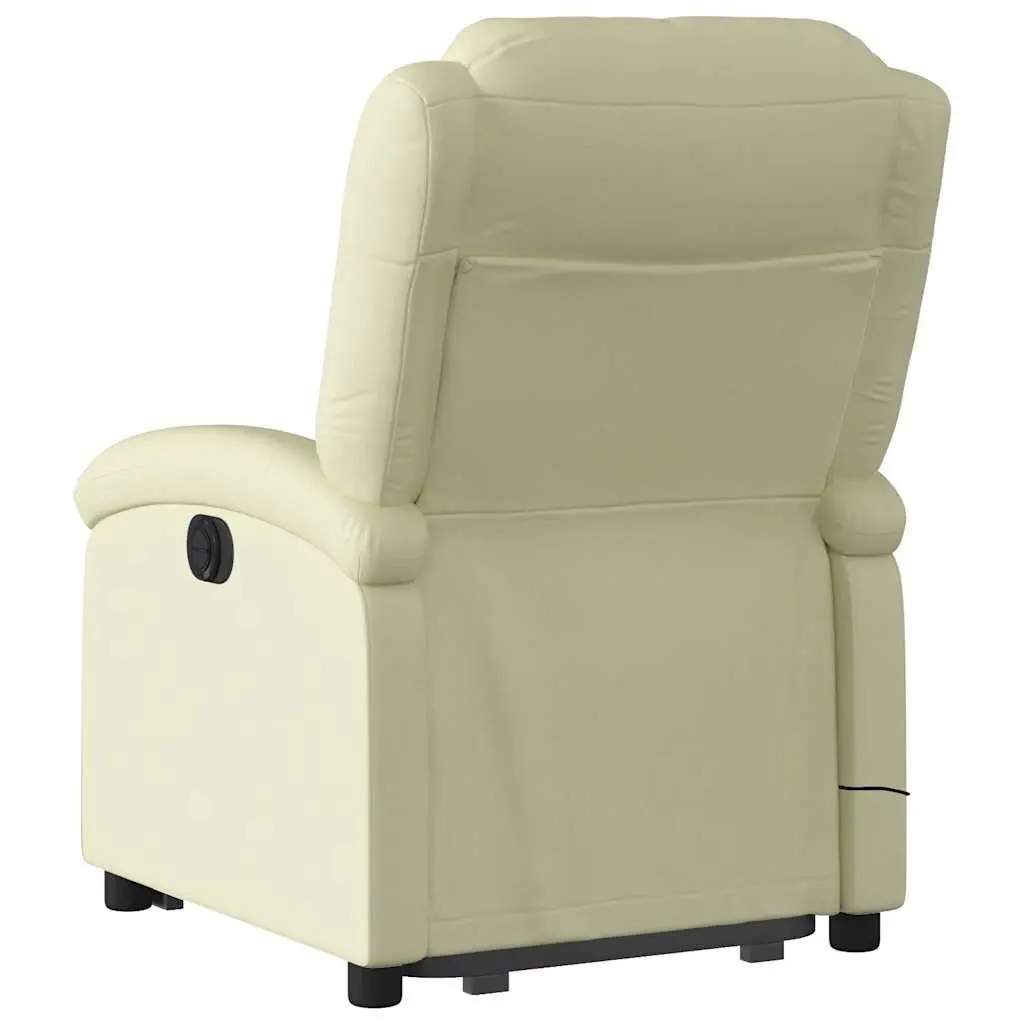 Stand Up Massage Recliner Chair Cream Leather Lift Armchair Vibration Comfort