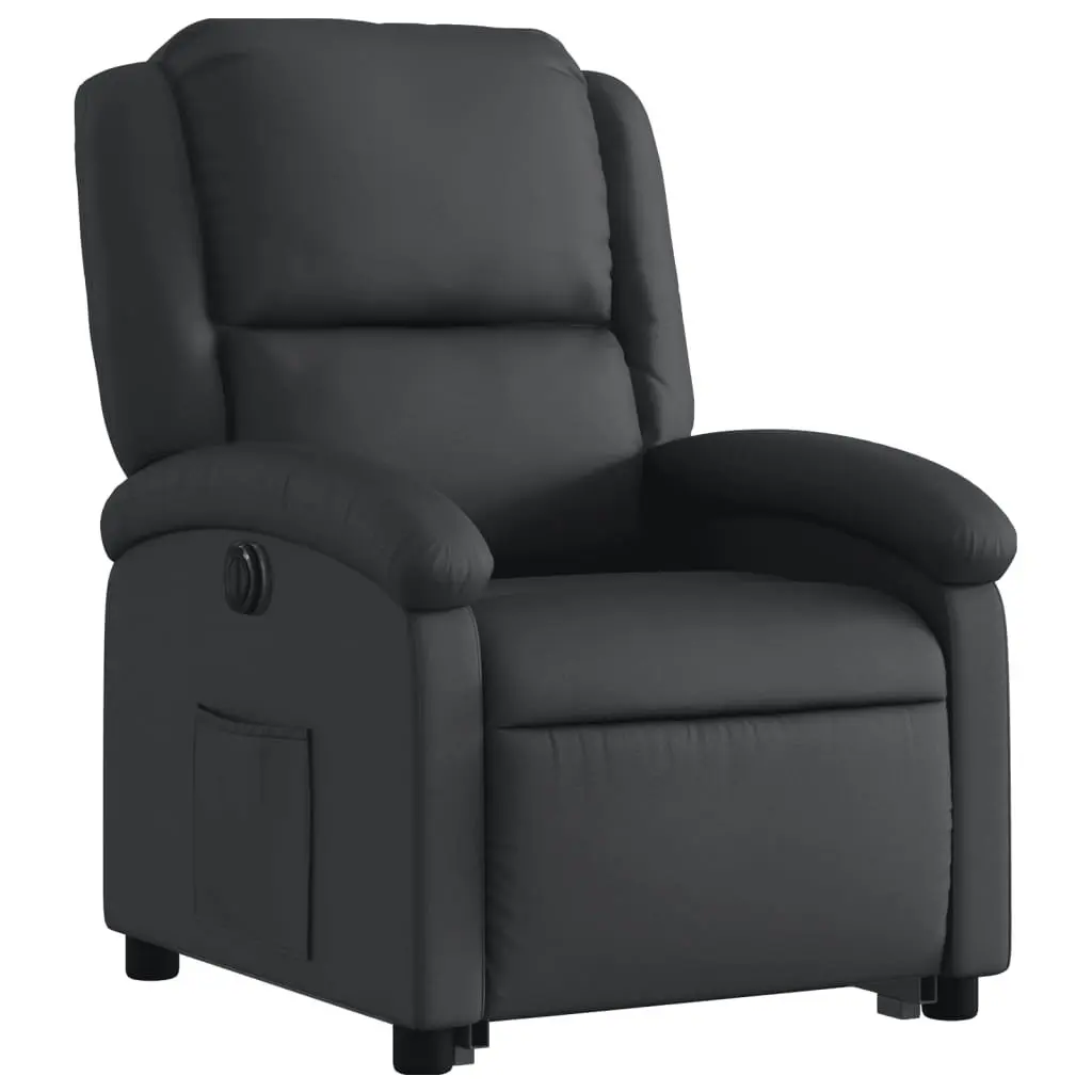 Electric Recliner Chair Power Lift Black Leather Elderly Comfort